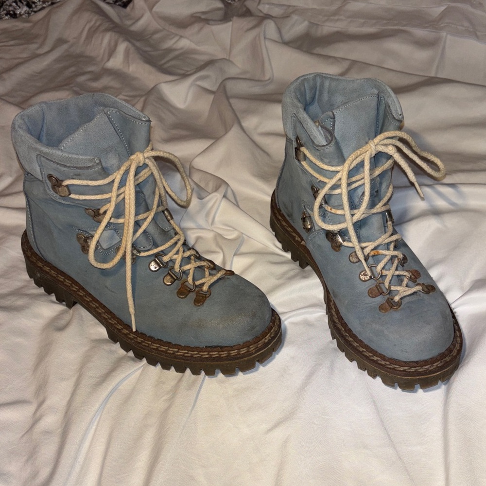 Stylish Lace-Up Blue Boots for Women